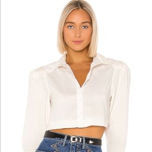 Grlfrnd cropped white blouse size small